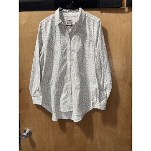 Chico's Cotton Blend Gray Animal Print Corduroy Button-Up Shirt Size 2 Large